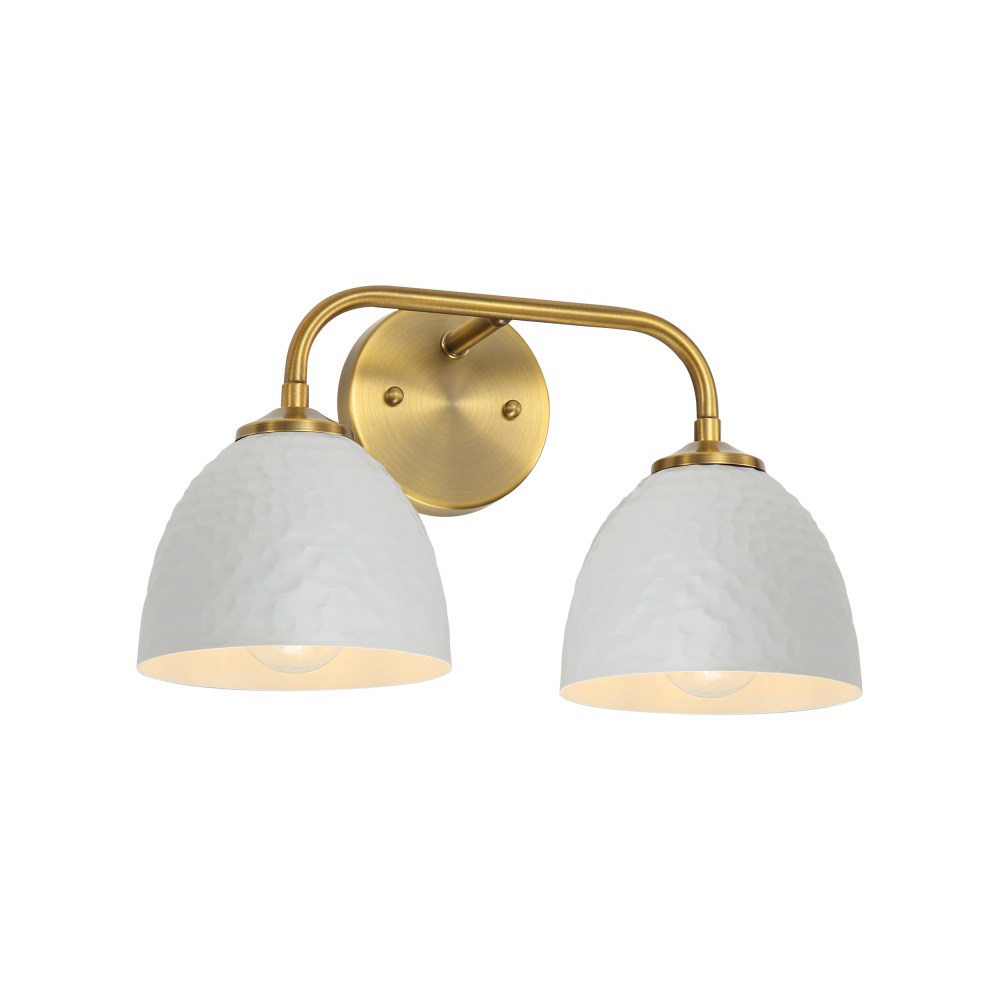 Golden Lighting Shepard 2-light Vanity in Modern Brass and Matte White shade